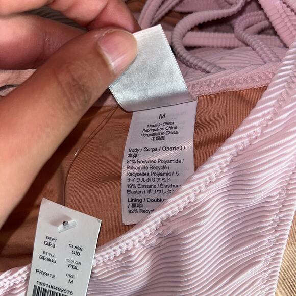New J. Crew Pink Ribbed Side Tie Cheeky Bikini Swim Bathing Suit Bottom Medium - Picture 7 of 8